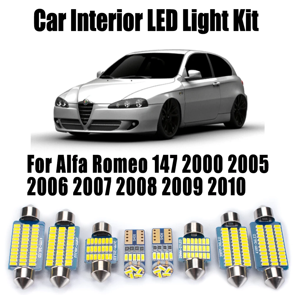 10 шт. автомобильных светодиодных ламп для салона, освещения карты, дверей и багажника, комплект Canbus для Alfa Romeo 147 2000-2010 годов выпуска
10 шт. автомобильных светодиодных ламп для салона, освещения карты, дверей и багажника, комплект Canbus для Alfa Romeo 147 2000-2010 годов выпуска