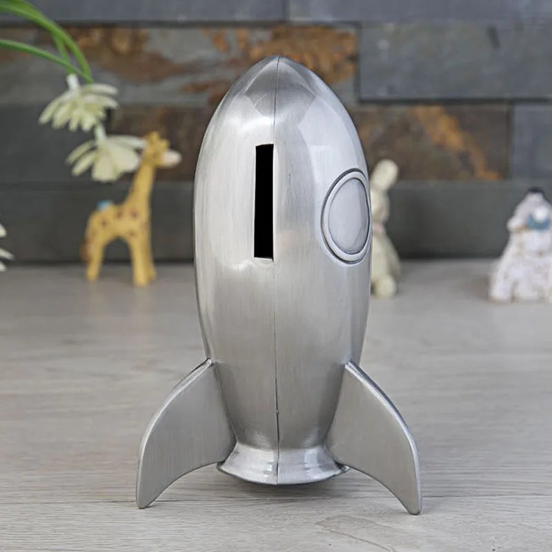Rocket model metal piggy bank kid's coin saving box money saving organizer for chirldren's money safe
Rocket model metal piggy bank kid's coin saving box money saving organizer for chirldren's money safe