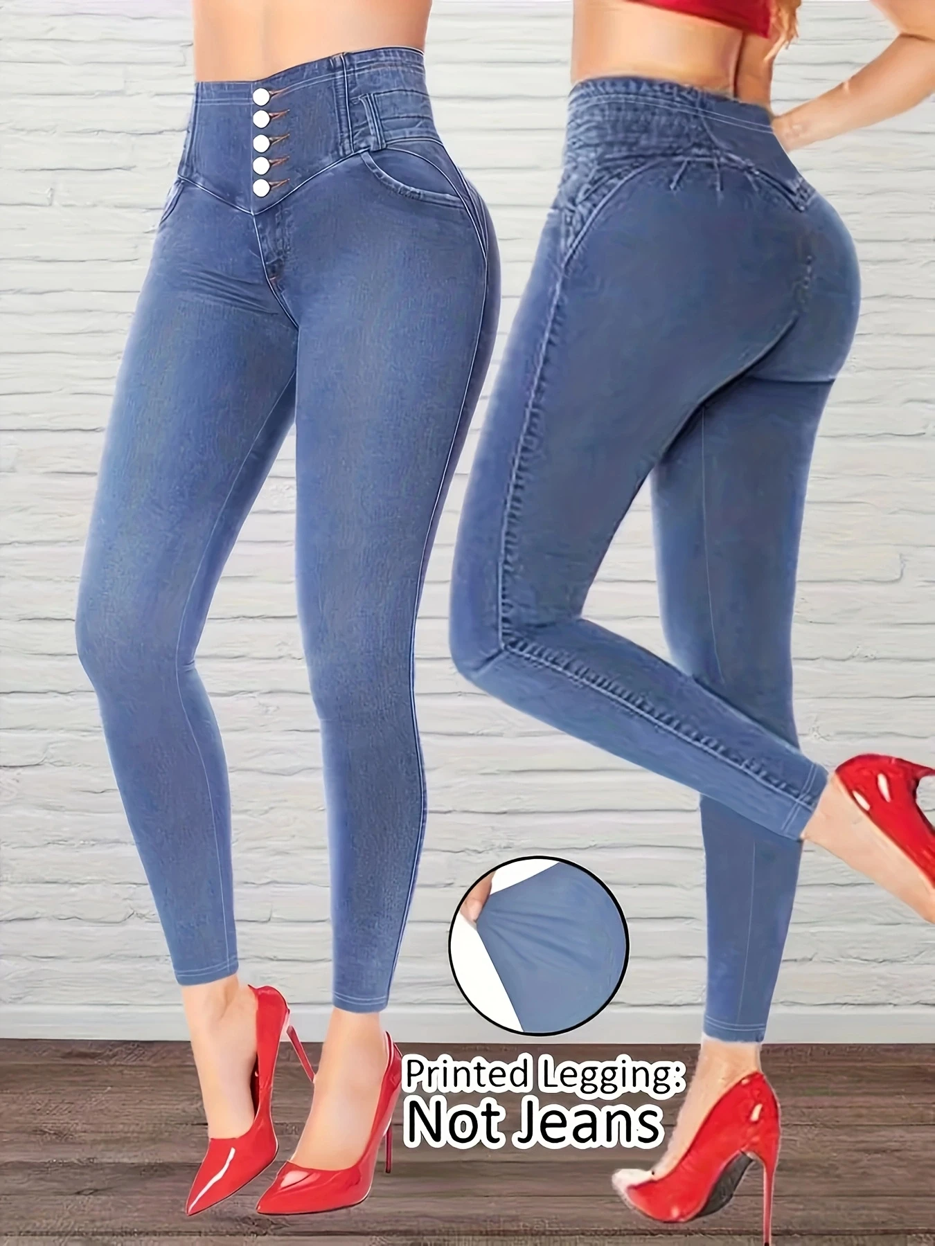 Fashion Printed Faux Denim Skinny Pants, High Waist Elastic Hip Lifting Tummy Control Outerwear Long Leggings
Fashion Printed Faux Denim Skinny Pants, High Waist Elastic Hip Lifting Tummy Control Outerwear Long Leggings