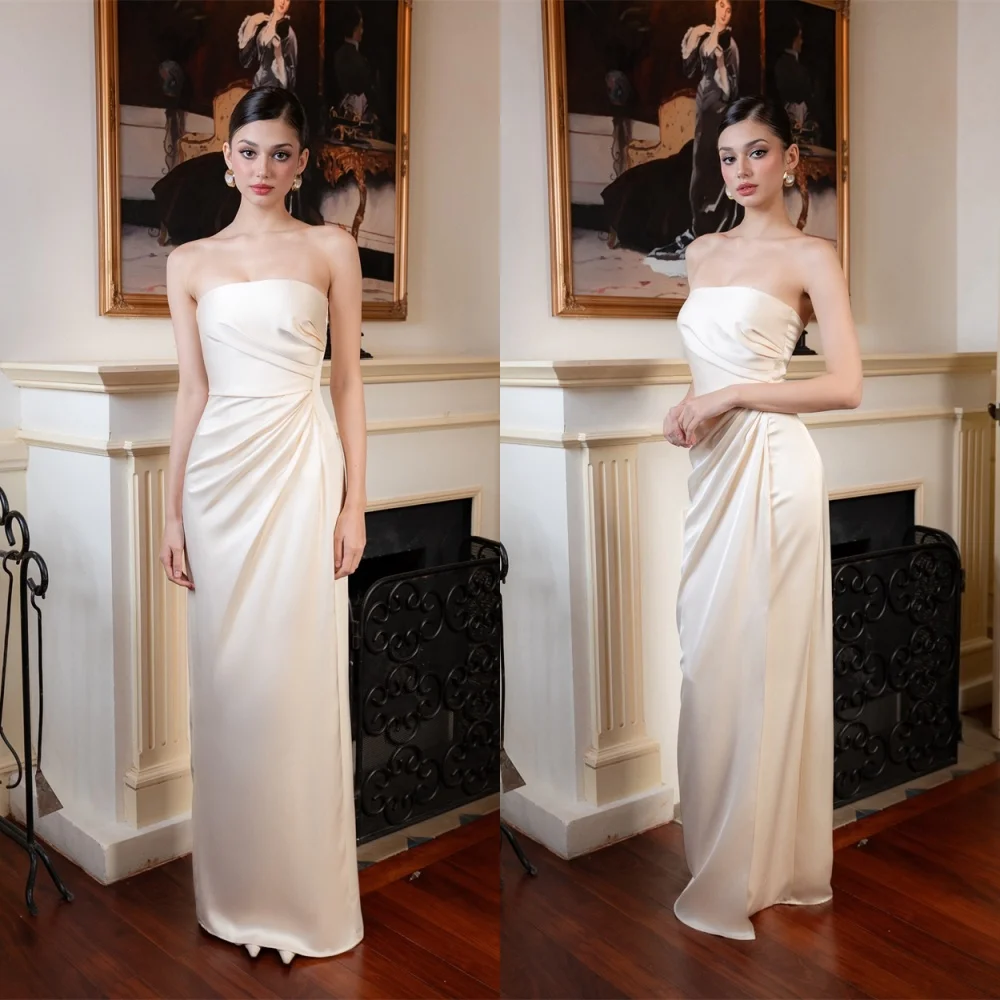 Customized Temperament White Satin Evening Dress High Quality Strapless Sleeveless Zipper Back Mermaid Bespoke Occasion Gowns
Customized Temperament White Satin Evening Dress High Quality Strapless Sleeveless Zipper Back Mermaid Bespoke Occasion Gowns
