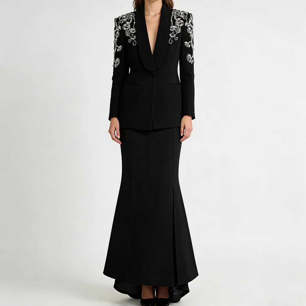 2026 Spring Fashion, New High-End Heavy Industry Diamond Studded Nail Bead Suit Jacket, Split Fish Tail Long Dress Set Of 2pcs
2026 Spring Fashion, New High-End Heavy Industry Diamond Studded Nail Bead Suit Jacket, Split Fish Tail Long Dress Set Of 2pcs
