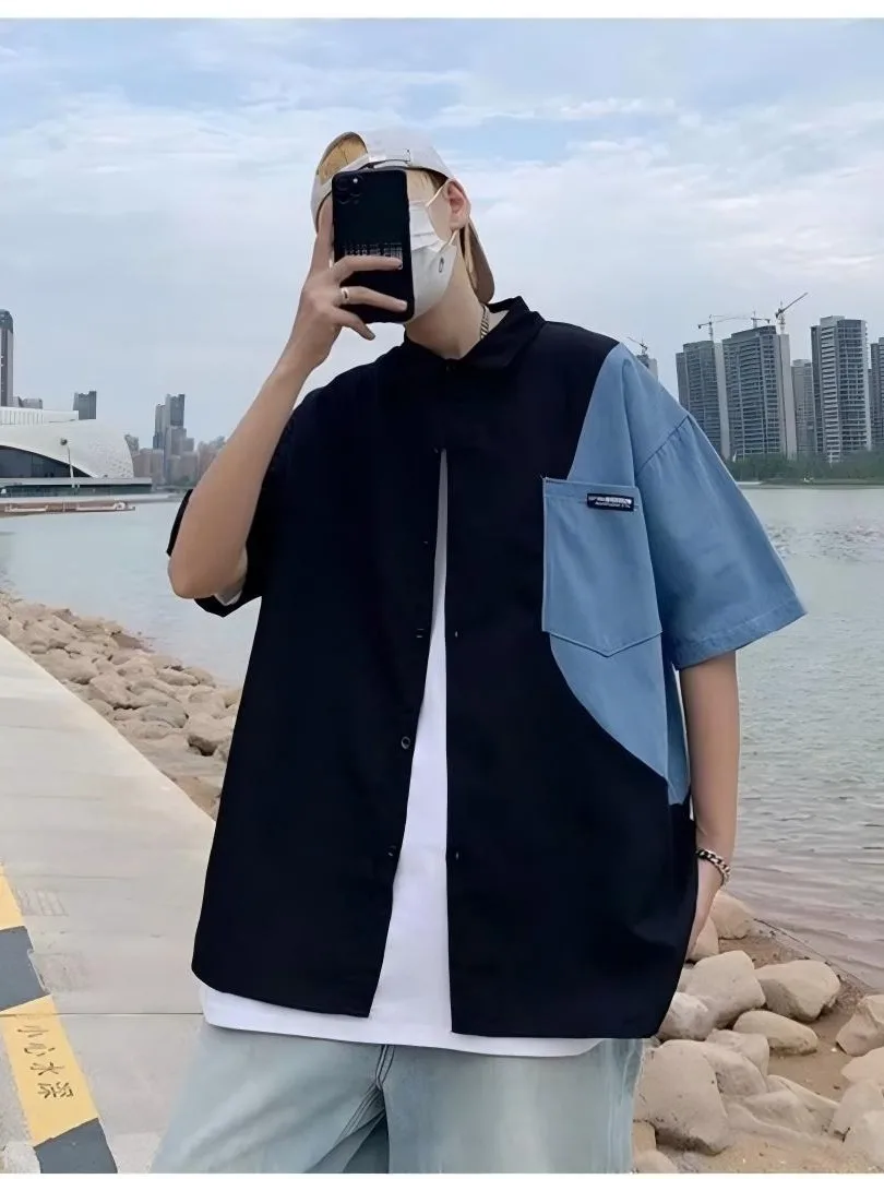 New 2026 Creative Patchwork Denim ort Sve Loose Casual Men's irt Versatile Versatile irt Casual Design Sensation
New 2026 Creative Patchwork Denim ort Sve Loose Casual Men's irt Versatile Versatile irt Casual Design Sensation