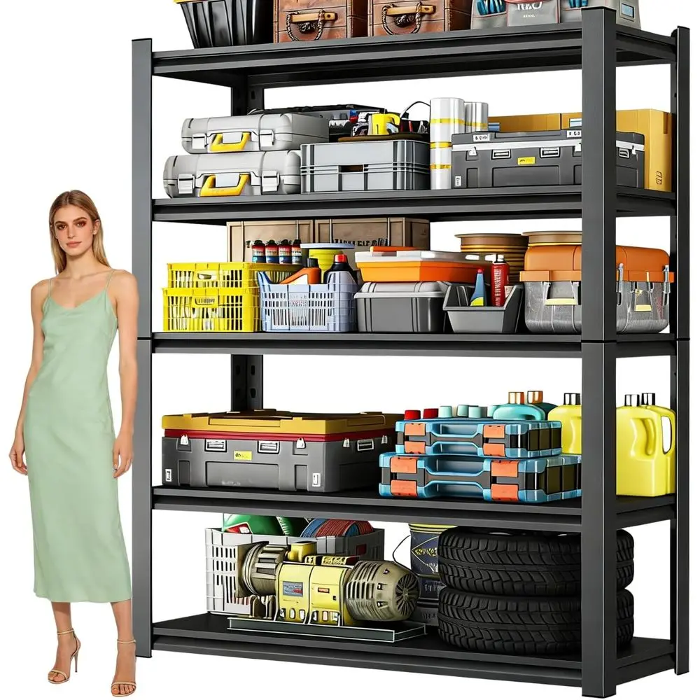 78 Inch Heavy Duty 3300 lbs Capacity 5-Tier Garage Shelving Unit with Adjustable Double Layer Posts for Storage in Garages, Base
78 Inch Heavy Duty 3300 lbs Capacity 5-Tier Garage Shelving Unit with Adjustable Double Layer Posts for Storage in Garages, Base