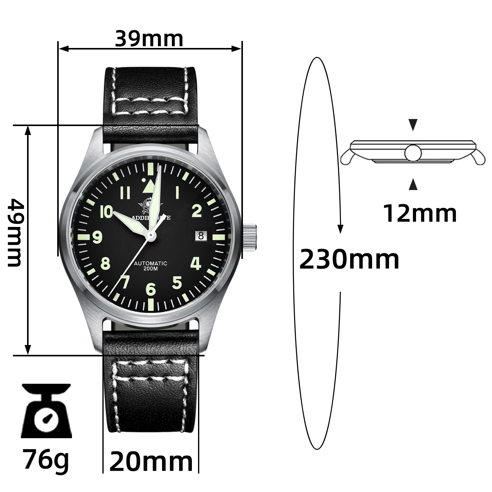 ADDIESDIVE Business Automatic Mechanical Watch Black Dial 200M Diving Waterproof Super Luminous Watches For Men New reloj hombre
ADDIESDIVE Business Automatic Mechanical Watch Black Dial 200M Diving Waterproof Super Luminous Watches For Men New reloj hombre