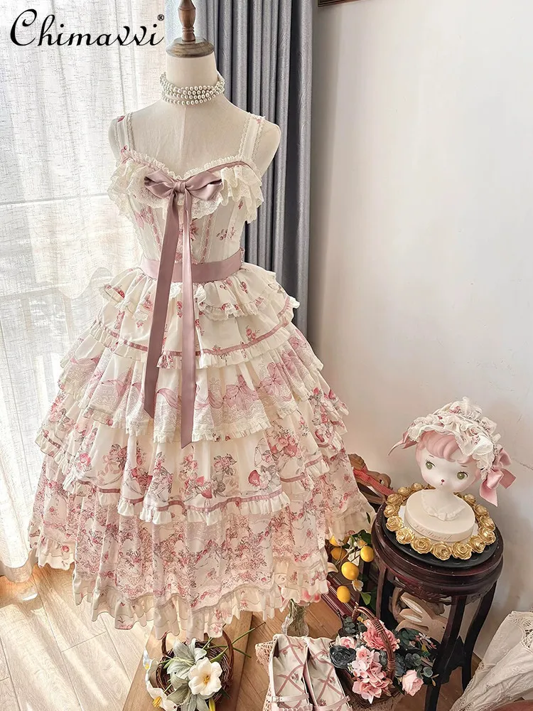 Sweet Pastoral Style Lolita Suspender Dress Flower Wedding Secret Garden Cla Elegant Princess Long Dress Spring Summer New
Sweet Pastoral Style Lolita Suspender Dress Flower Wedding Secret Garden Cla Elegant Princess Long Dress Spring Summer New