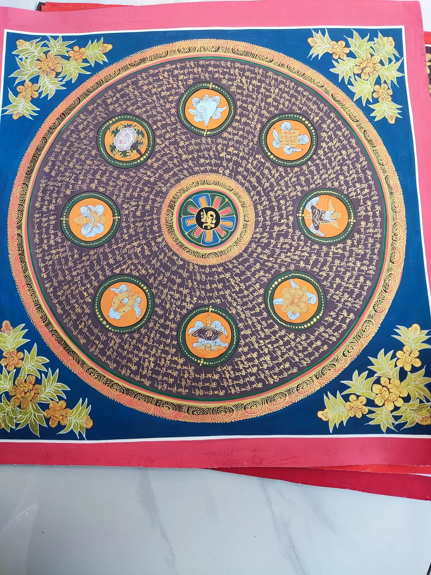 100% Hand painted Eight auspicious scripture Mandala Thangka Thang-ga Buddhist family Hall altar wall Decorative painting A4
100% Hand painted Eight auspicious scripture Mandala Thangka Thang-ga Buddhist family Hall altar wall Decorative painting A4