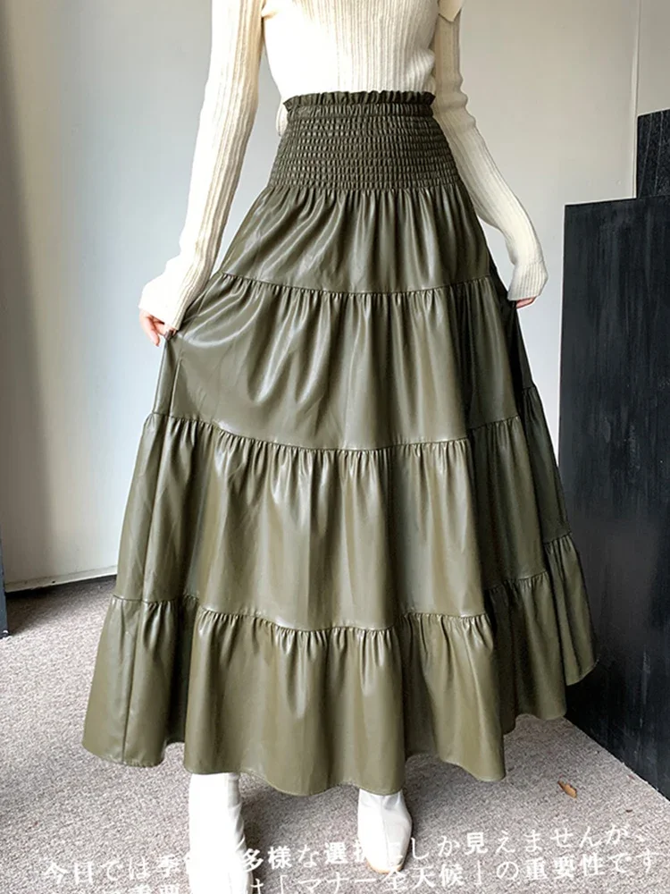 Faux Leather Maxi Skirt for Women 2024 Autumn Winter Fashion Patchwork A Line High Waist PU Long Skirt Female Army Green P446
Faux Leather Maxi Skirt for Women 2024 Autumn Winter Fashion Patchwork A Line High Waist PU Long Skirt Female Army Green P446