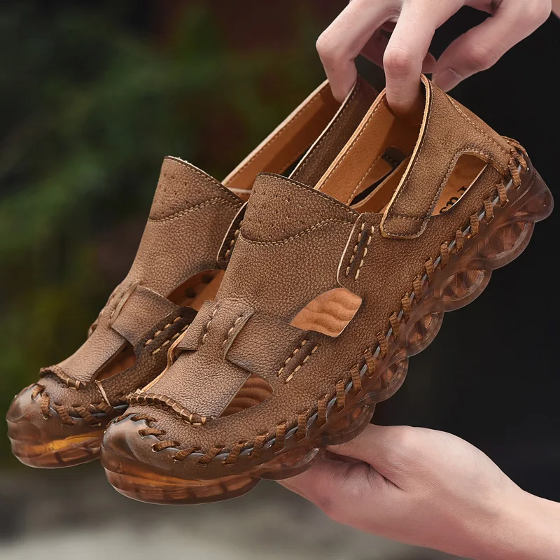 Trendy Summer Breathable Leather Peep-Toe Sandals - Outdoor Beach Slip-Ons with Durable Rubber Sole, Mens Shoes
Trendy Summer Breathable Leather Peep-Toe Sandals - Outdoor Beach Slip-Ons with Durable Rubber Sole, Mens Shoes