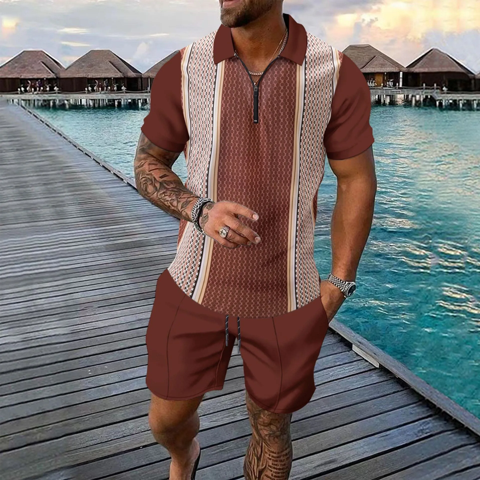 Summer New Style Men's Casual And Fresh Striped Short-sleeved Polo Shirt Suit Men's Clothing Casual 2 Piece Sportswear Sets
Summer New Style Men's Casual And Fresh Striped Short-sleeved Polo Shirt Suit Men's Clothing Casual 2 Piece Sportswear Sets