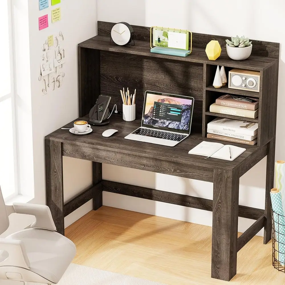 Gray Oak Home Office Computer Desk with Hutch, Storage Shelves, Cable Management, Laptop and Charging Station
Gray Oak Home Office Computer Desk with Hutch, Storage Shelves, Cable Management, Laptop and Charging Station