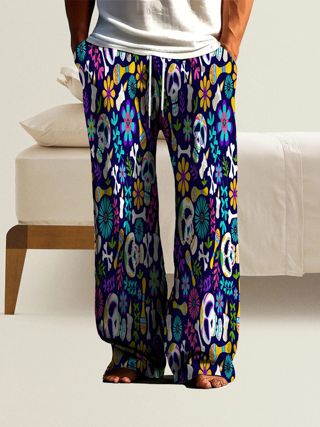 2026 Men's Printed Straight Leg Pants Abstract Wave Design Drawstring Waist Loose Fit Summer Beach Casual Lightweight Trousers
2026 Men's Printed Straight Leg Pants Abstract Wave Design Drawstring Waist Loose Fit Summer Beach Casual Lightweight Trousers