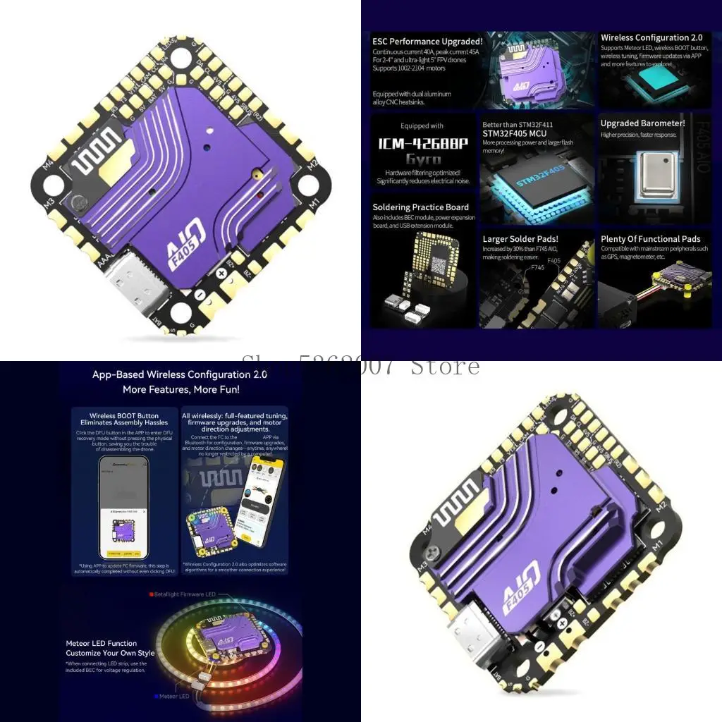 F405 Flight Controller 40A 3-6S for FPV 5inch Remote Controlling Quadcopter Accessories 40JB
F405 Flight Controller 40A 3-6S for FPV 5inch Remote Controlling Quadcopter Accessories 40JB