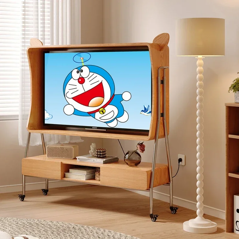 Movable Solid Wood TV Cabinet Household Cat Ears Living Room Bedroom Balcony Dining Room Floor TV Rack Trolley With Wheels Hot S
Movable Solid Wood TV Cabinet Household Cat Ears Living Room Bedroom Balcony Dining Room Floor TV Rack Trolley With Wheels Hot S