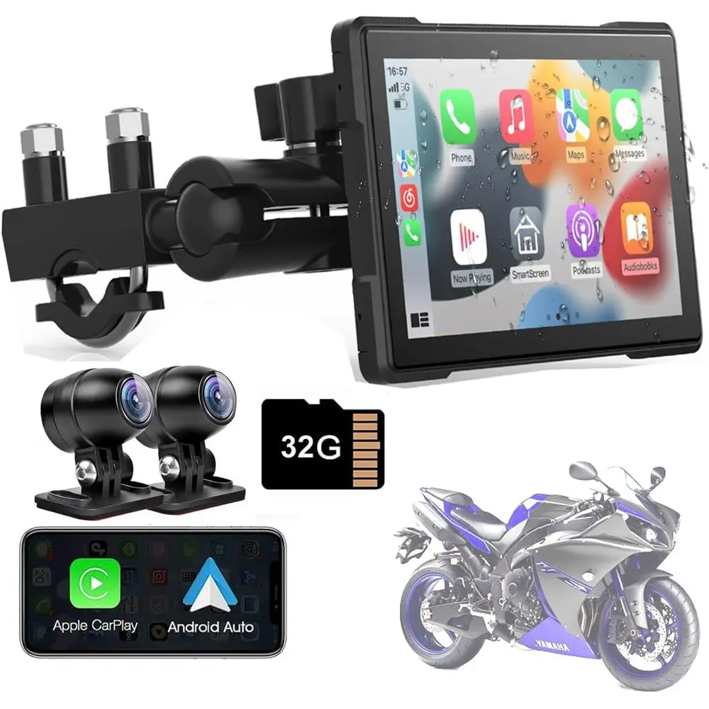 5" Waterproo Motorcycle CarPlay Sn - WirelCarPlay and Android Auto, USB-C Power Delivery, 1080P Camera, Touch Sn, Portable Smart
5" Waterproo Motorcycle CarPlay Sn - WirelCarPlay and Android Auto, USB-C Power Delivery, 1080P Camera, Touch Sn, Portable Smart