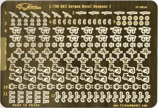 Flyhawk FH700134 1/700 WWII German Naval Weapons I Photo Etched Part
Flyhawk FH700134 1/700 WWII German Naval Weapons I Photo Etched Part