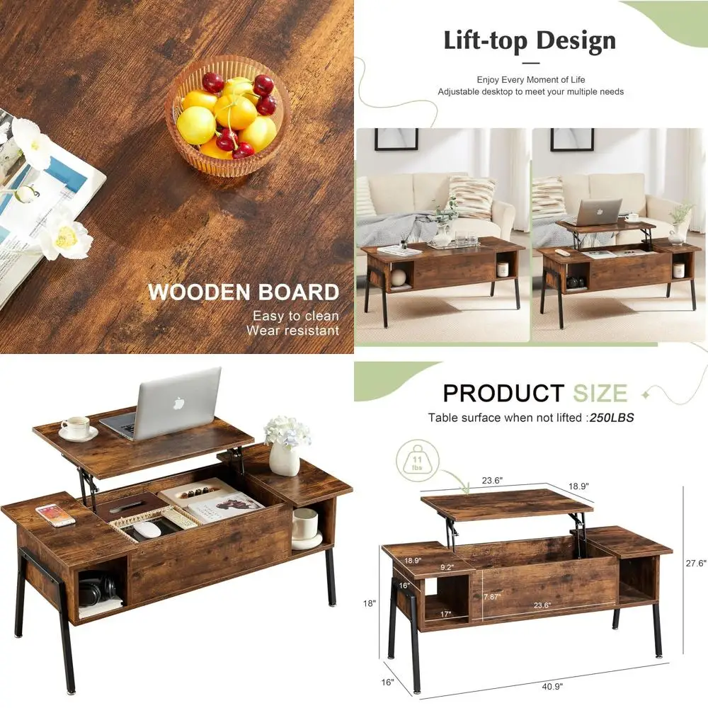 Brown Lift-Top Coffee Table with Secret Storage, Suitable for Living Room or Office
Brown Lift-Top Coffee Table with Secret Storage, Suitable for Living Room or Office