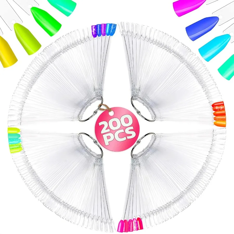 200 Pcs Clear Nail Swatch Sticks Transparent Acrylic Practice Tips with Metal Rings for Gel Polish Color Display Ideal for Nail
200 Pcs Clear Nail Swatch Sticks Transparent Acrylic Practice Tips with Metal Rings for Gel Polish Color Display Ideal for Nail