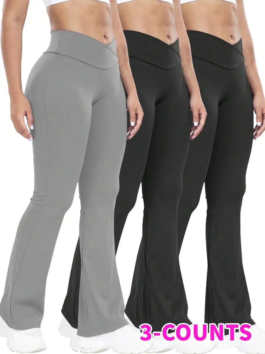 3-Pack Women Flare Leg Yoga Pants High Waisted Cross Waistband Stretchy Knit Fabric Tummy Control Butt Lifting
3-Pack Women Flare Leg Yoga Pants High Waisted Cross Waistband Stretchy Knit Fabric Tummy Control Butt Lifting