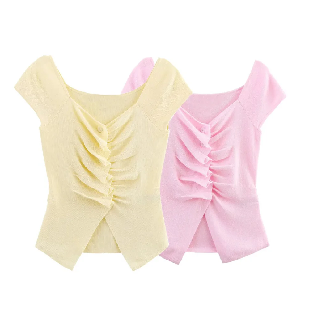 ZARF women's pleated decorative round neck knitted top with buckle decoration for spring and summer new casual women's clothing
ZARF women's pleated decorative round neck knitted top with buckle decoration for spring and summer new casual women's clothing