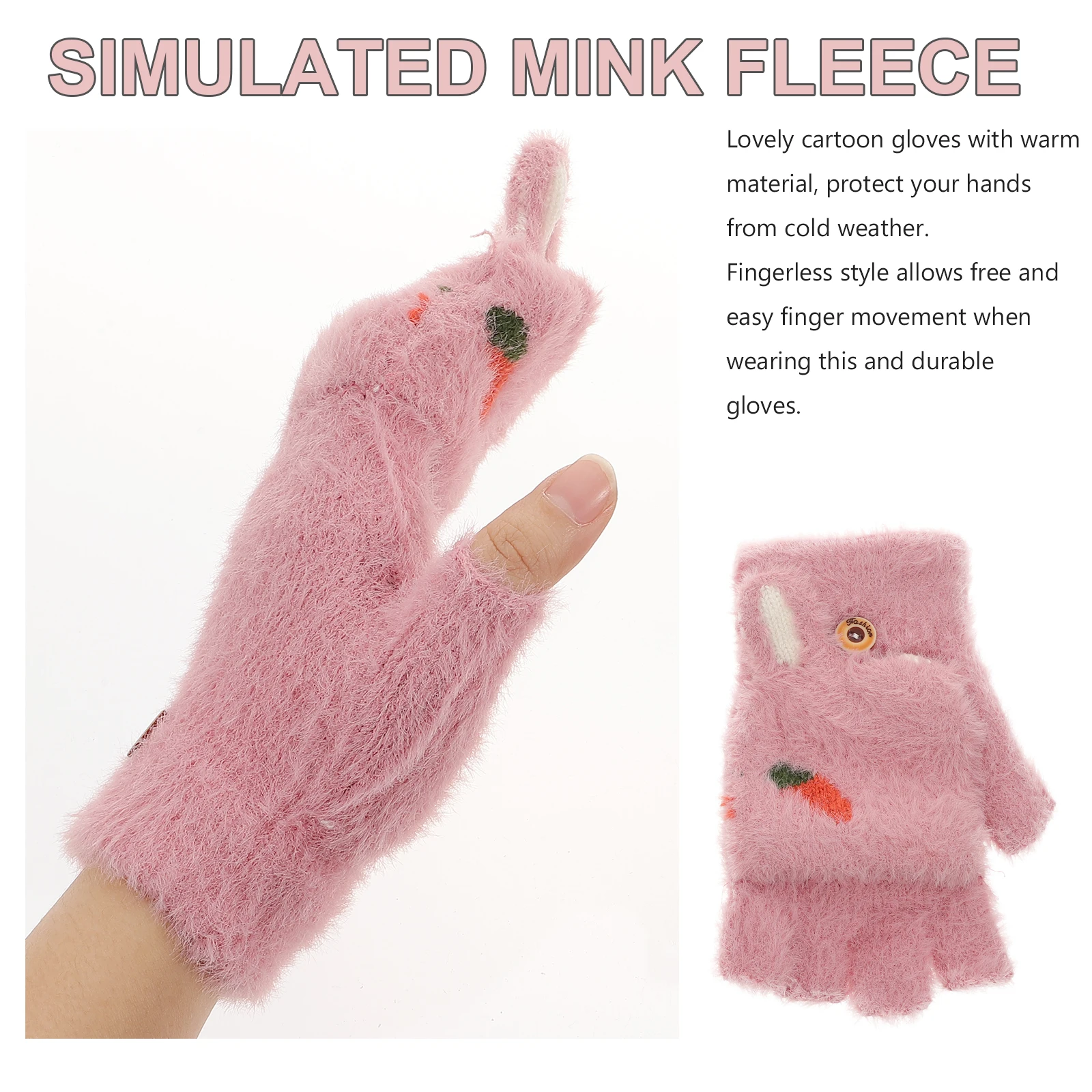 1 Pair Cartoon Carrot Thickened Warm Keeping Winter Fingerless Gloves With Cover For Kids Women Half Finger Thermal Insulation
1 Pair Cartoon Carrot Thickened Warm Keeping Winter Fingerless Gloves With Cover For Kids Women Half Finger Thermal Insulation
