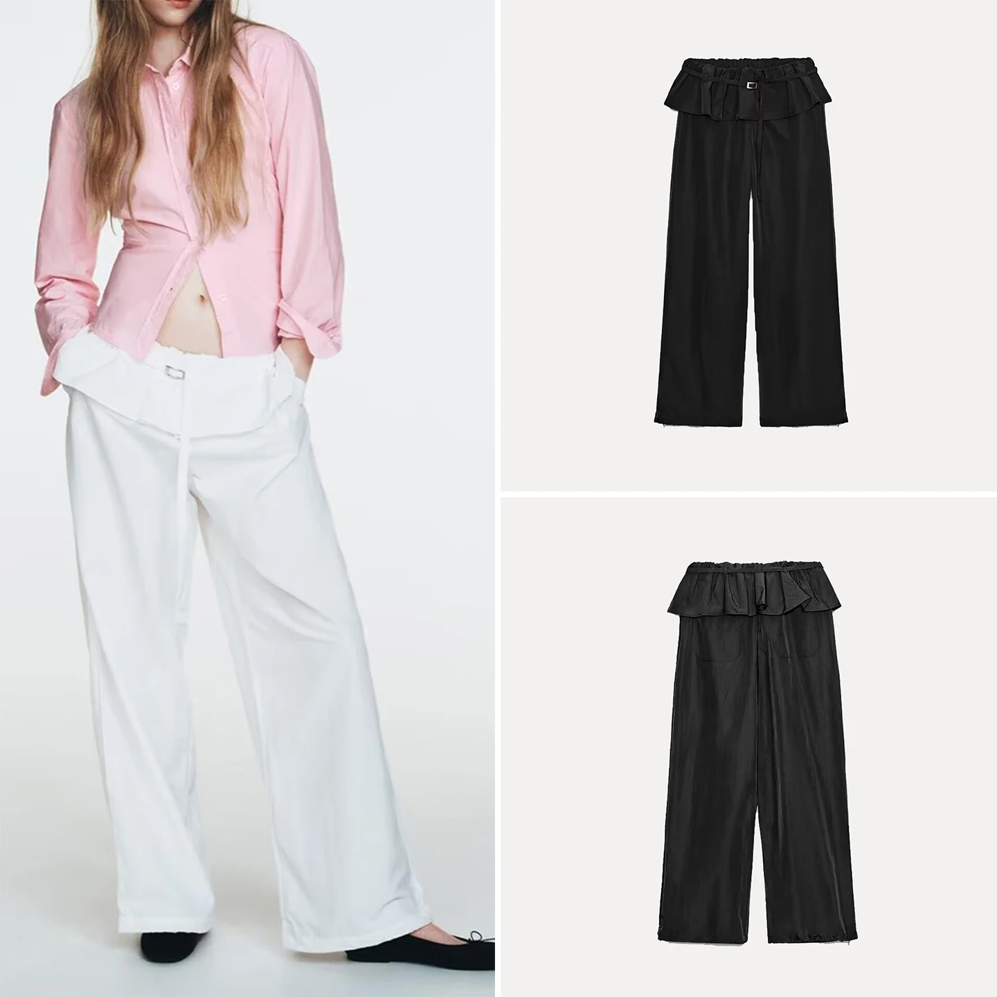 Fashionable High Waist Nylon Pants Women's Spring 2026 Overlapped Waist Design Straight Leg Casual Trousers Zadata Brand
Fashionable High Waist Nylon Pants Women's Spring 2026 Overlapped Waist Design Straight Leg Casual Trousers Zadata Brand