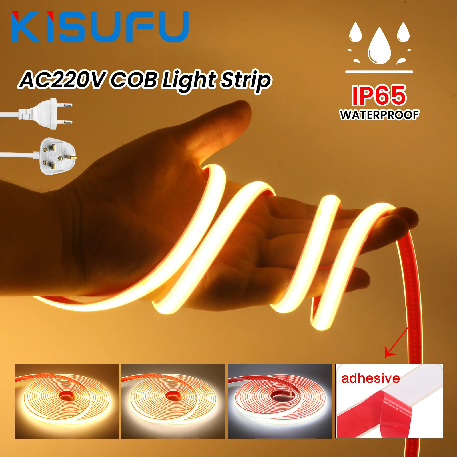 220V 230V Adhesive COB LED Strip Light Waterproof 288LED/M White Warm Natural Flexible Ribbon Diode Lamp for Room Kitchen Garden
220V 230V Adhesive COB LED Strip Light Waterproof 288LED/M White Warm Natural Flexible Ribbon Diode Lamp for Room Kitchen Garden