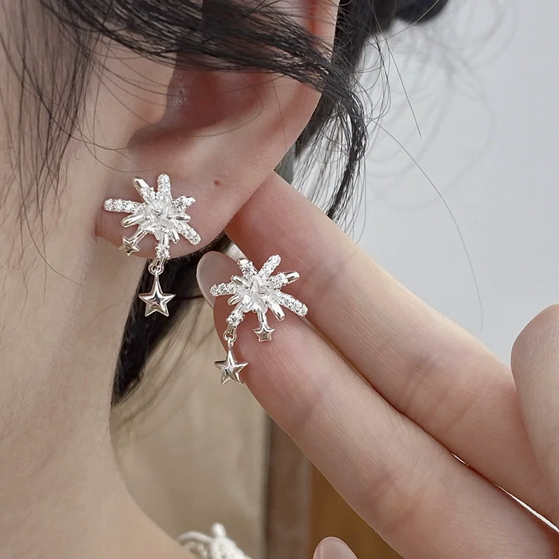 Женские серьги из стерлингового серебра 925 пробы с цирконом и метеоритом, популярные в Европе и Америке модные украшения, аксессуары для вечеринок 
Женские серьги из стерлингового серебра 925 пробы с цирконом и метеоритом, популярные в Европе и Америке модные украшения, аксессуары для вечеринок