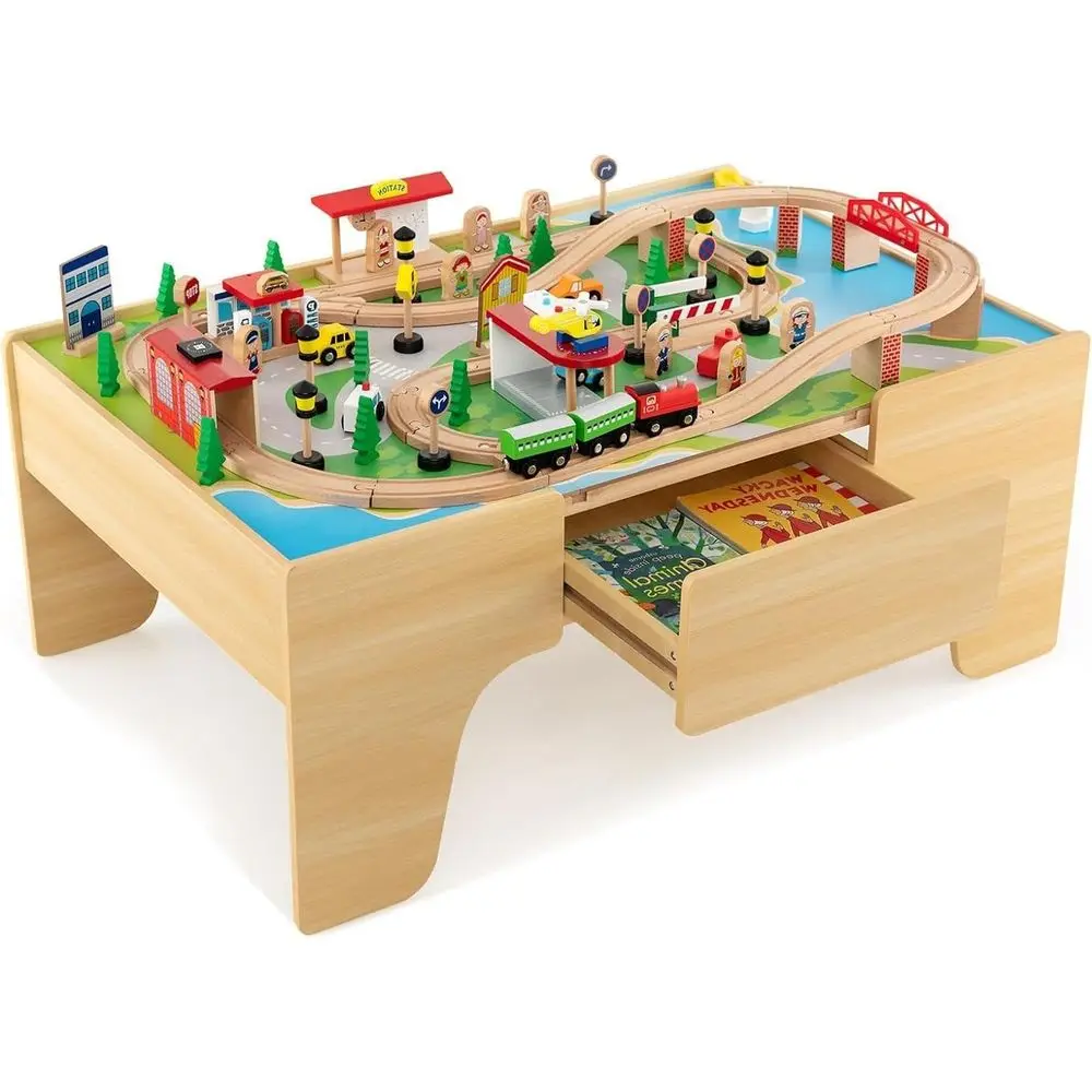 3-in-1 Wooden Train Table with 84-Piece Reversible Track, Storage, and Activity Space for Kids Aged 18 Months+
3-in-1 Wooden Train Table with 84-Piece Reversible Track, Storage, and Activity Space for Kids Aged 18 Months+
