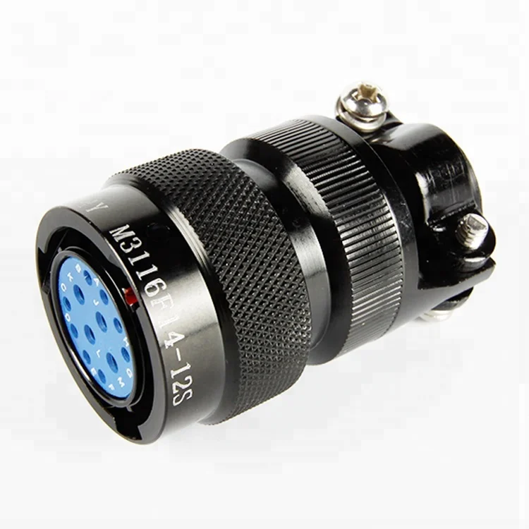 M3116F14-12S Series 12 Pins Aluminum Aviation Connector
M3116F14-12S Series 12 Pins Aluminum Aviation Connector