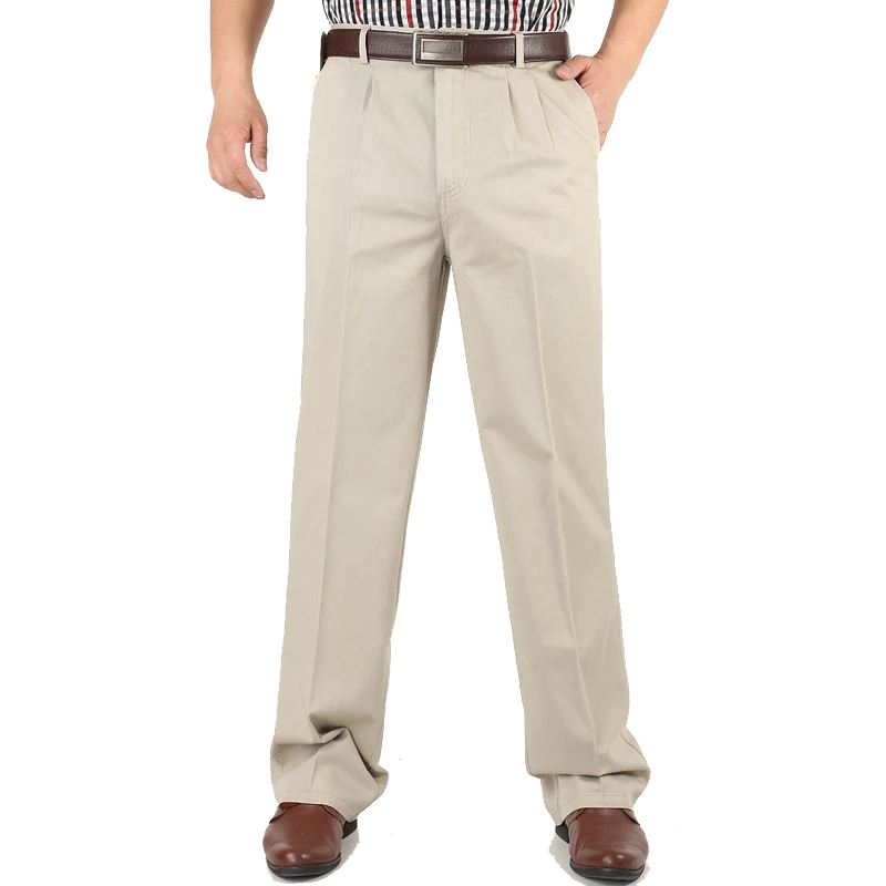 Autumn Winter Men Double Pleated Casual Pants Thick High Waist Solid Cotton Trousers Loose Wash Middle-aged Trousers Plus Size
Autumn Winter Men Double Pleated Casual Pants Thick High Waist Solid Cotton Trousers Loose Wash Middle-aged Trousers Plus Size