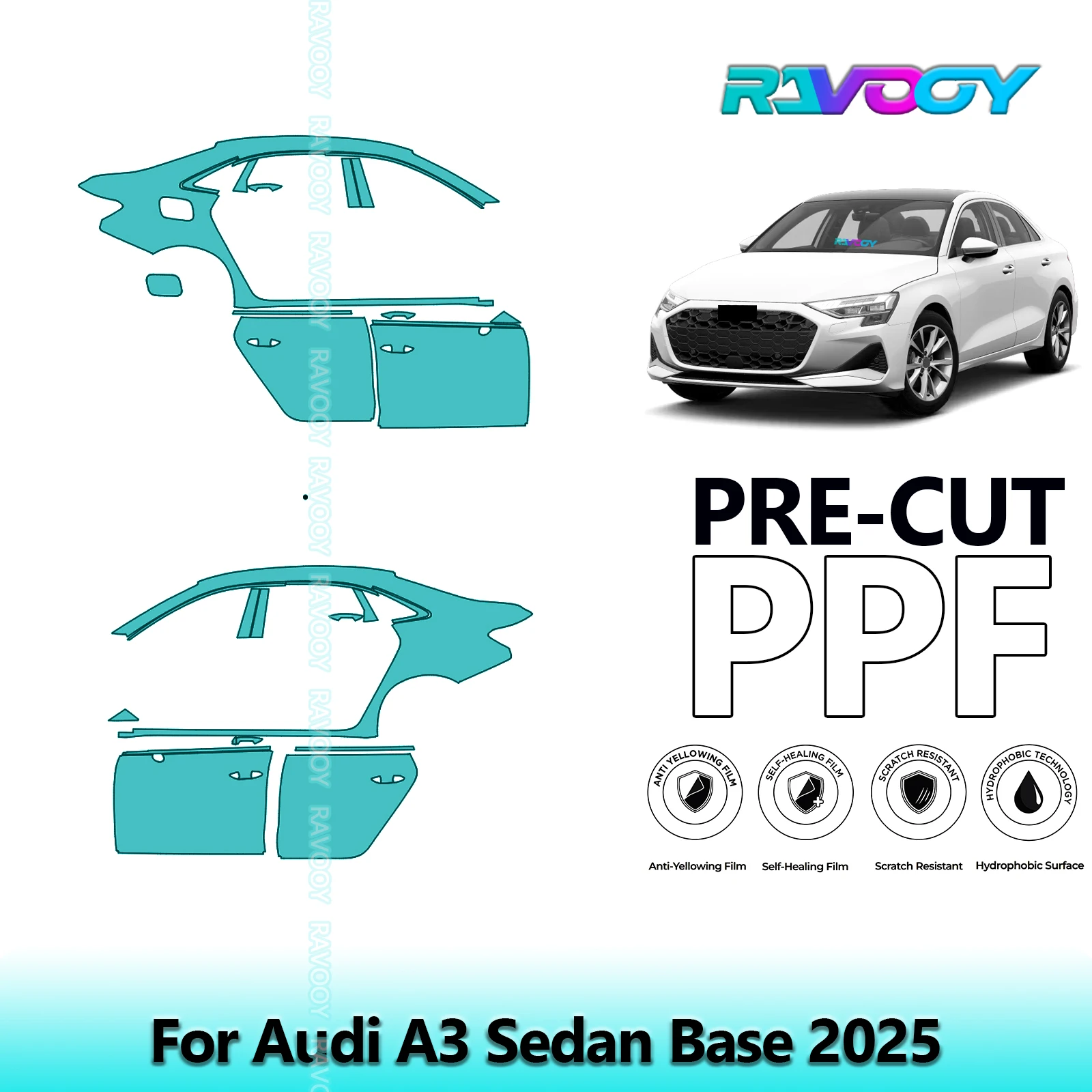 For Audi A3 Sedan Base 2025 8.5mil Clear Matte Pre-Cut PPF Door & A/B Pillar Kit TPU Paint Protection Film Set
For Audi A3 Sedan Base 2025 8.5mil Clear Matte Pre-Cut PPF Door & A/B Pillar Kit TPU Paint Protection Film Set