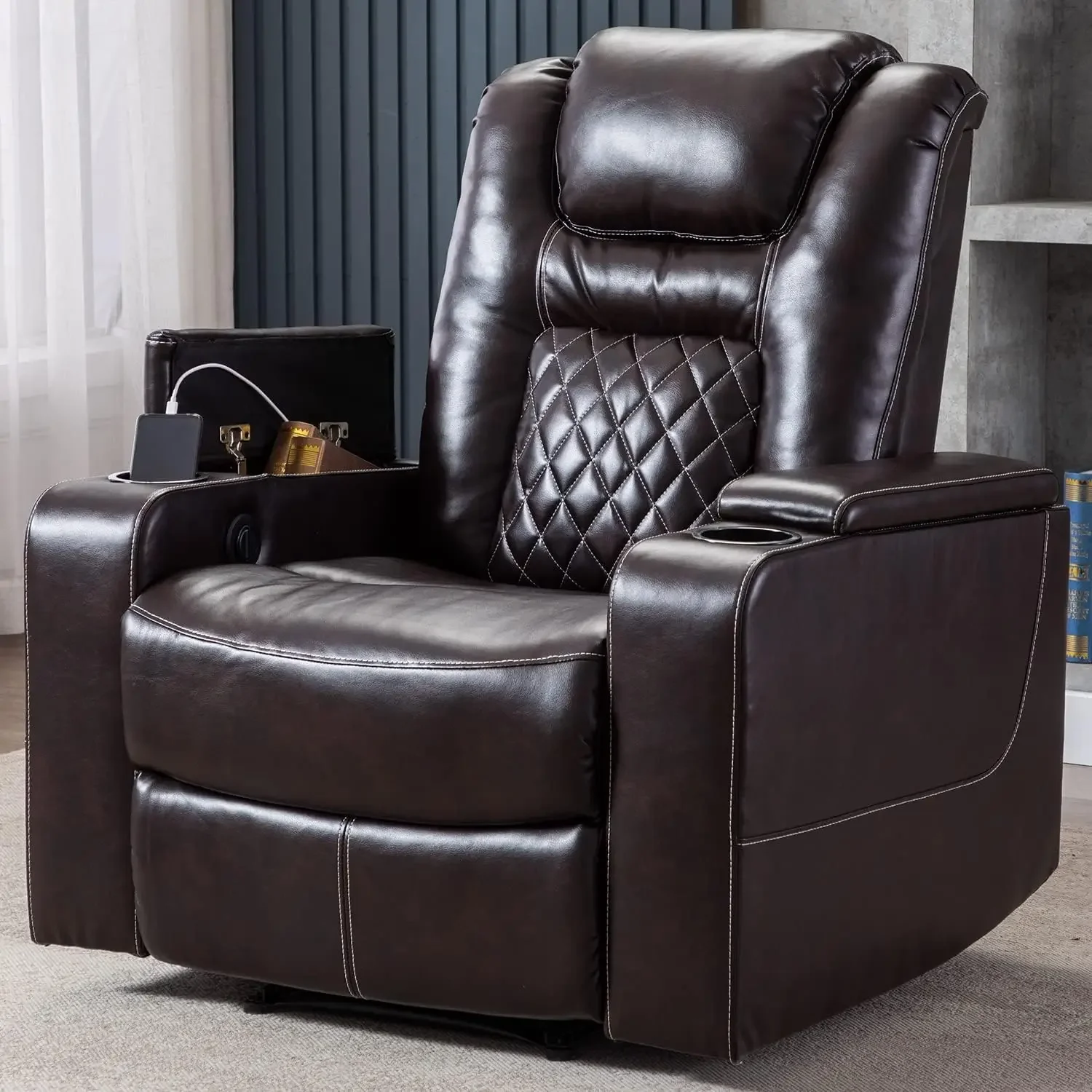 Electric Power Recliner Chair with USB Ports and Cup Holders,Breathable Leather Home Theater Seating with Arm Storage (Brown)
Electric Power Recliner Chair with USB Ports and Cup Holders,Breathable Leather Home Theater Seating with Arm Storage (Brown)