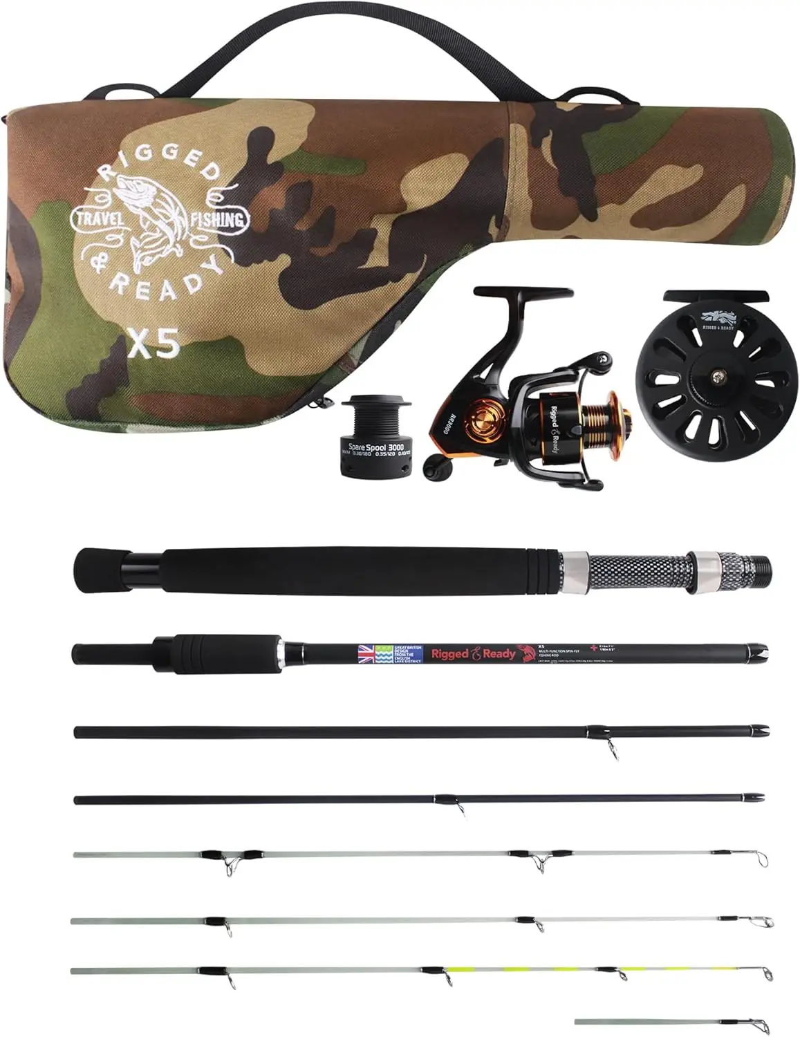 5-in-1 Travel Fishing Rod: Spin, Fly, Baitcast, Fresh & Saltwater, Compact 7'3" Rod with 4 Tips, 2 Reels, Rugged Case
5-in-1 Travel Fishing Rod: Spin, Fly, Baitcast, Fresh & Saltwater, Compact 7'3" Rod with 4 Tips, 2 Reels, Rugged Case