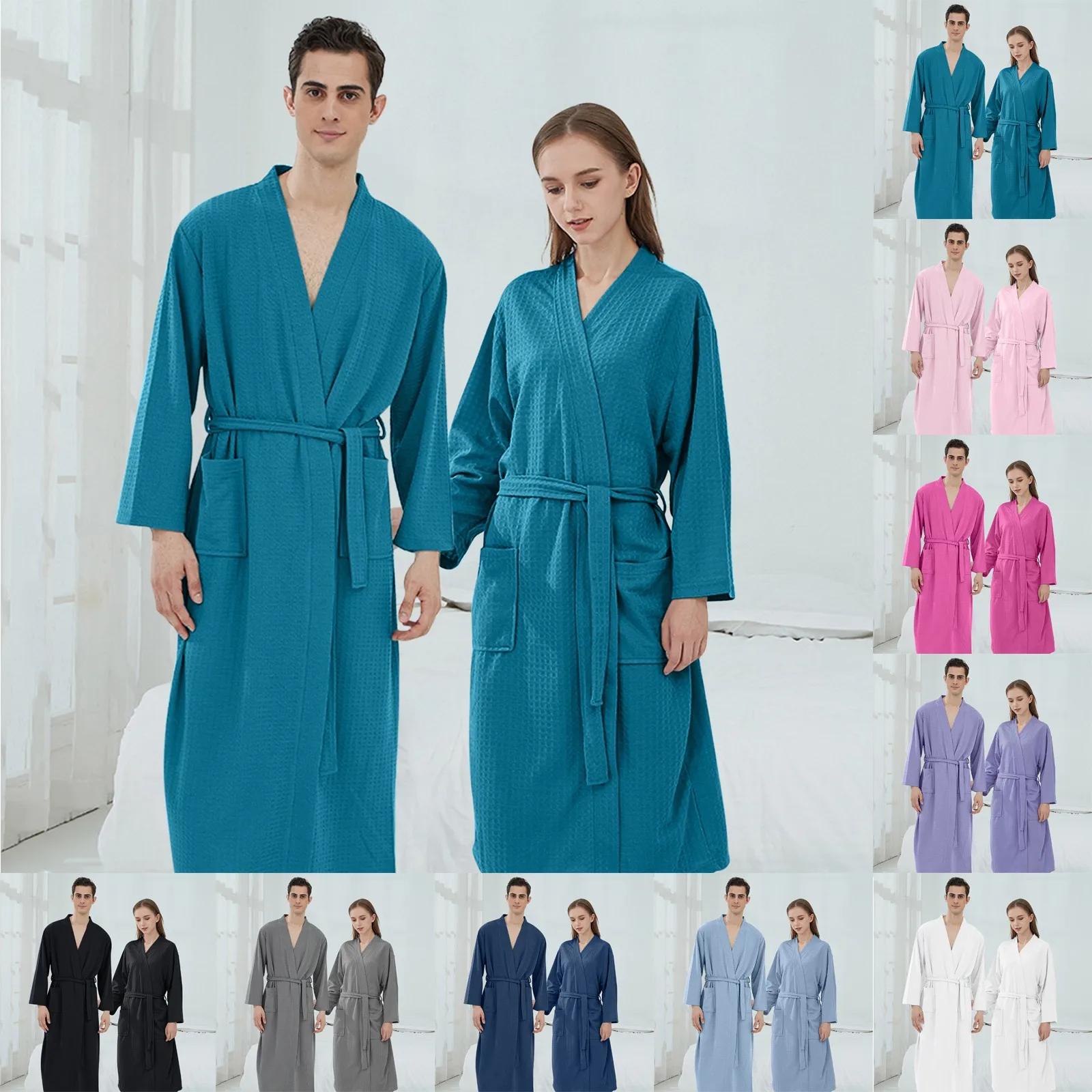 New Autumn Winter Couple Nightgown Solid V-Neck Long Bathrobe Waffle Casual Robe Gown Dry Quickly Home Pajamas Loose Sleepwear
New Autumn Winter Couple Nightgown Solid V-Neck Long Bathrobe Waffle Casual Robe Gown Dry Quickly Home Pajamas Loose Sleepwear