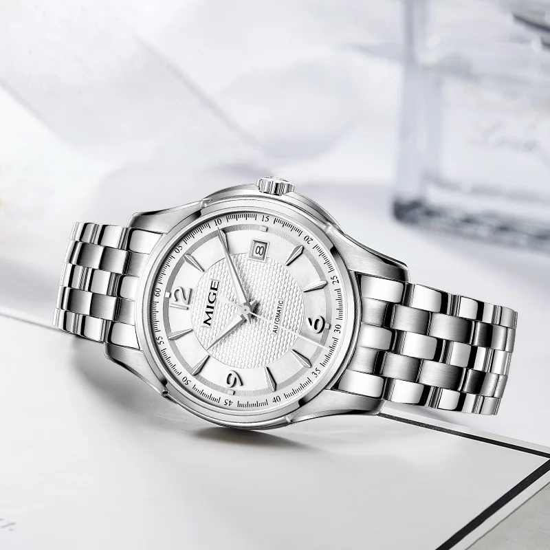MIGE оригинальные мужские часы MIYOTA, механические автоматические часы, водонепроницаемые роскошные светящиеся наручные часы с календарем из нержавеющей стали
MIGE оригинальные мужские часы MIYOTA, механические автоматические часы, водонепроницаемые роскошные светящиеся наручные часы с календарем из нержавеющей стали