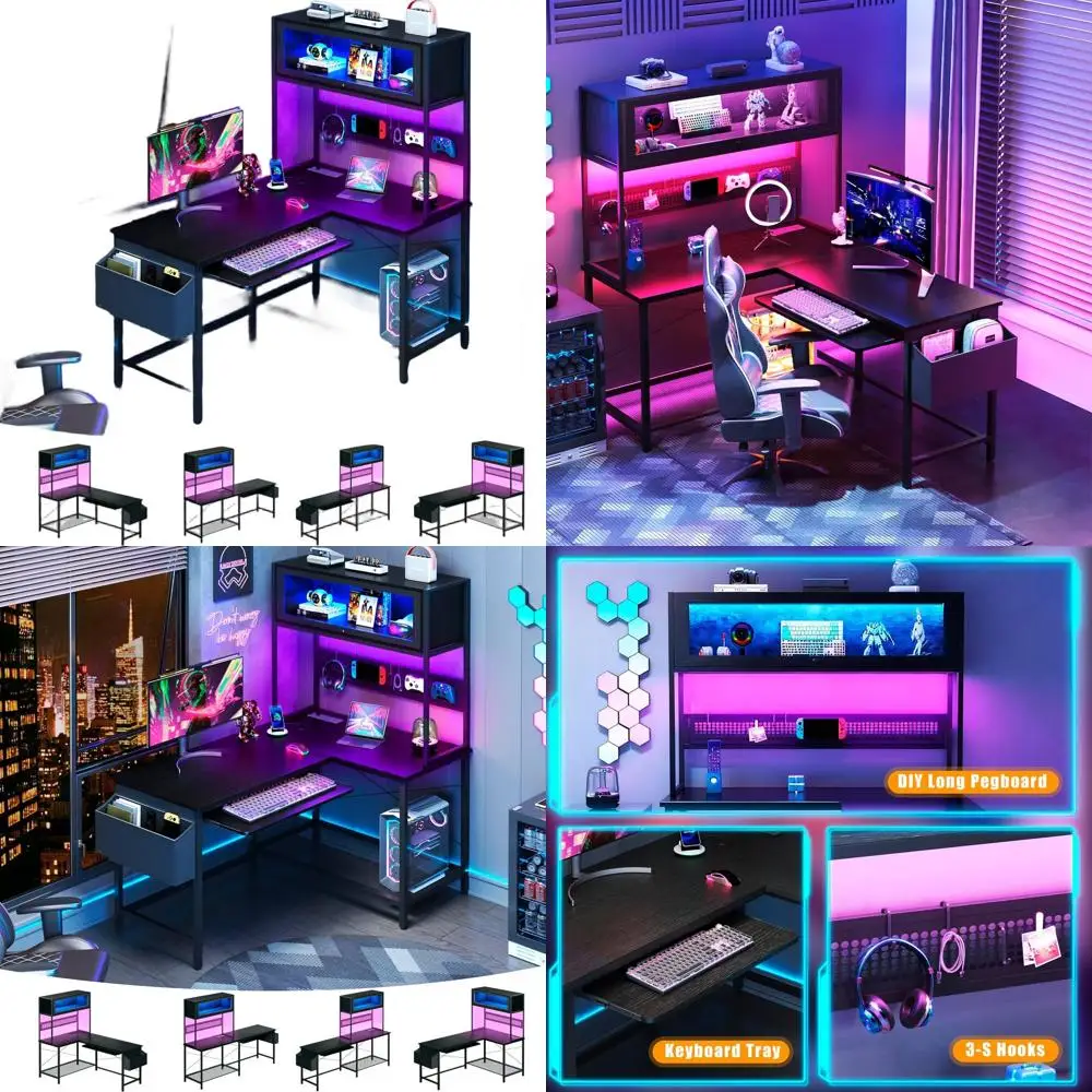 Компактный L-образный игровой стол на 39 дюймов с розетками, светодиодной подсветкой, переставной полкой, перфорированной панелью и витриной, черный
Компактный L-образный игровой стол на 39 дюймов с розетками, светодиодной подсветкой, переставной полкой, перфорированной панелью и витриной, черный