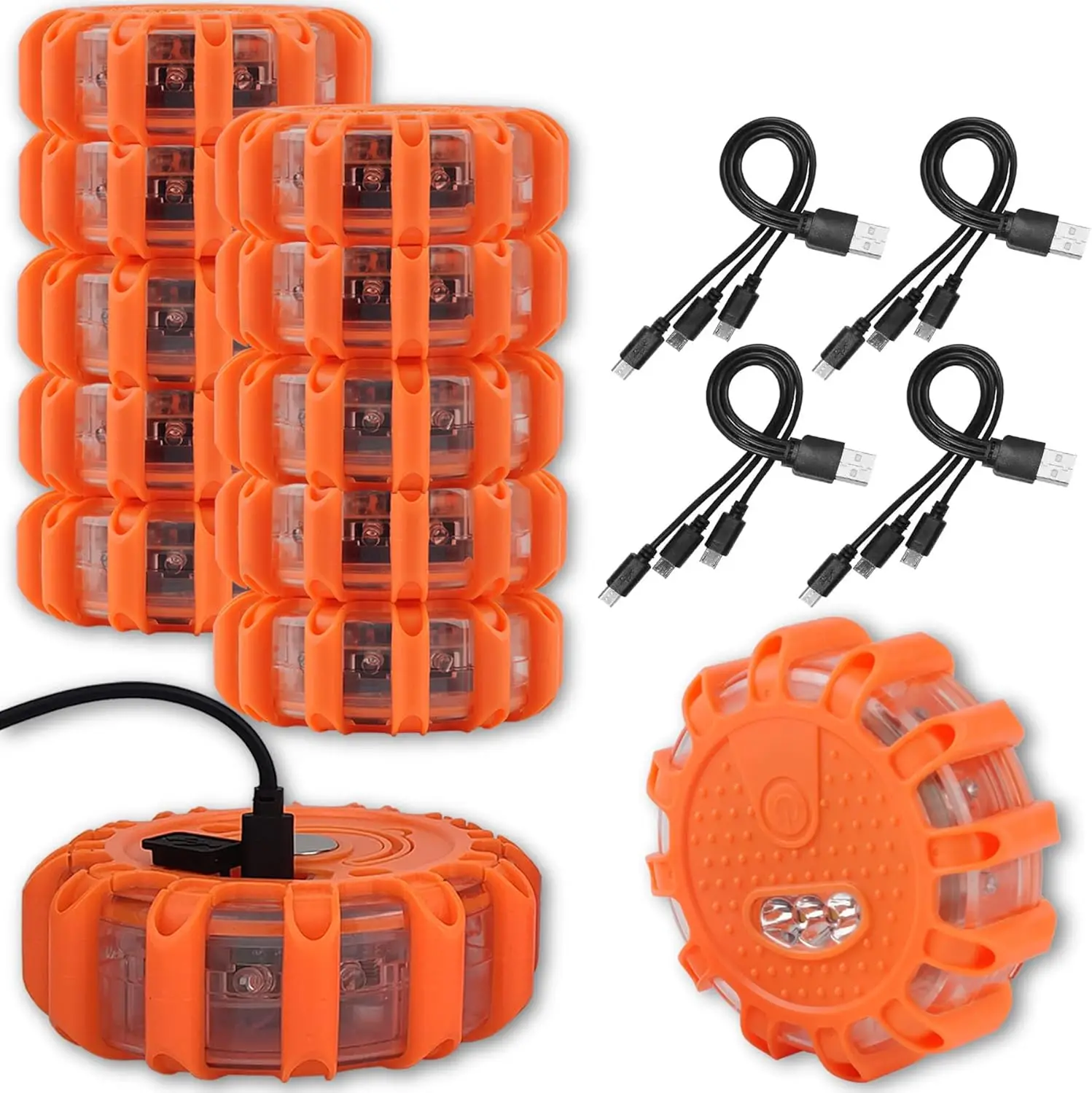 USB Rechargeable LED Road Flares Emergency Lights with Magnetic Base for Car Safety | 12 Pack
USB Rechargeable LED Road Flares Emergency Lights with Magnetic Base for Car Safety | 12 Pack