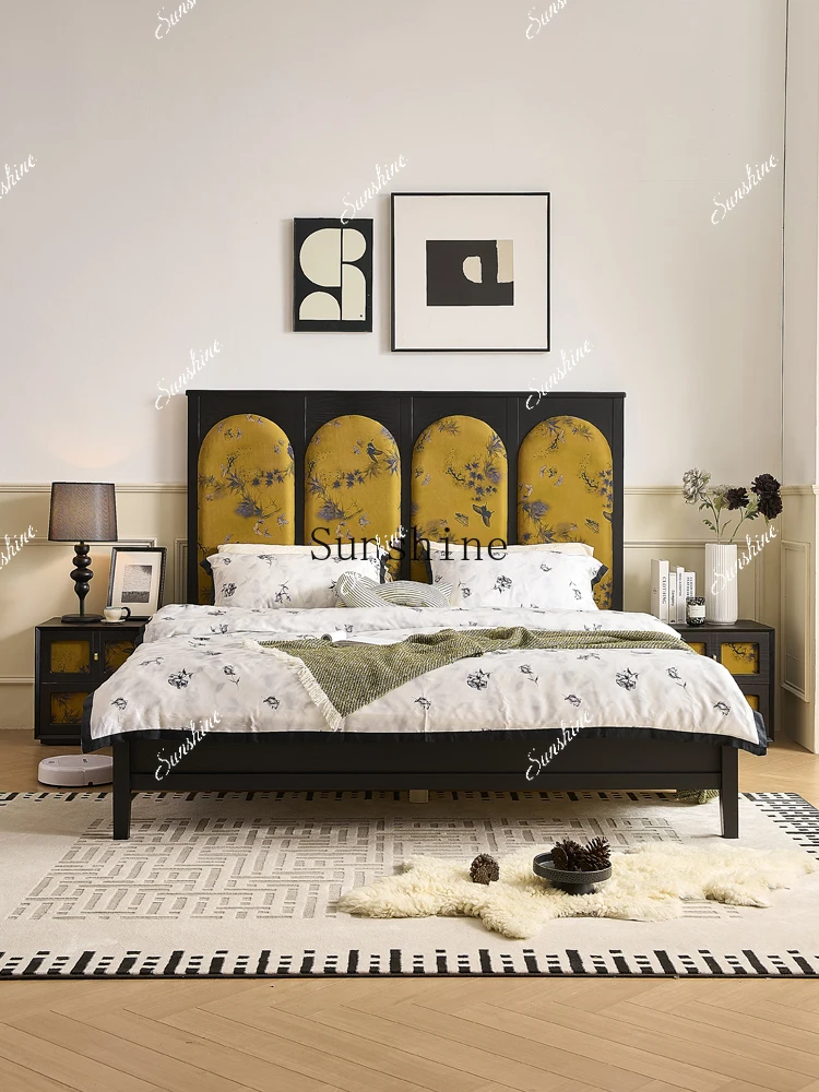 American solid wood backrest master bedroom 1.8 meters double retro fabric bed FT
American solid wood backrest master bedroom 1.8 meters double retro fabric bed FT