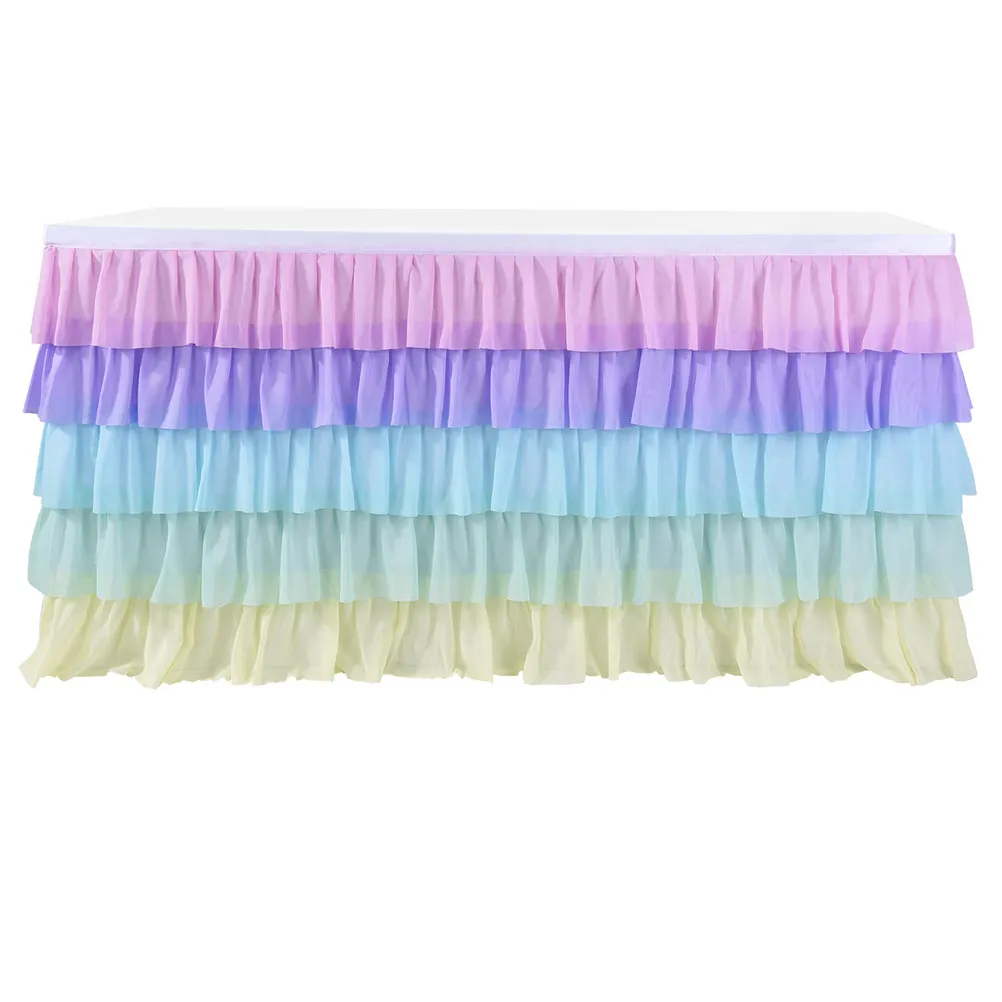 5 Layer Table Skirt Premium Quality Decorative Cover for Party Wedding Celebration Decoration Use Table Skirts
5 Layer Table Skirt Premium Quality Decorative Cover for Party Wedding Celebration Decoration Use Table Skirts