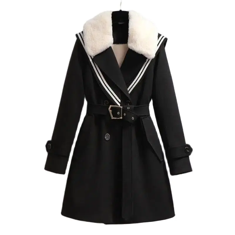 Thick Warm Fur Collar Women Woolen Coats 2022 Fashion New Autumn Winter Jackets Double Breasted Slim Belt Stripe Female Outwear
Thick Warm Fur Collar Women Woolen Coats 2022 Fashion New Autumn Winter Jackets Double Breasted Slim Belt Stripe Female Outwear