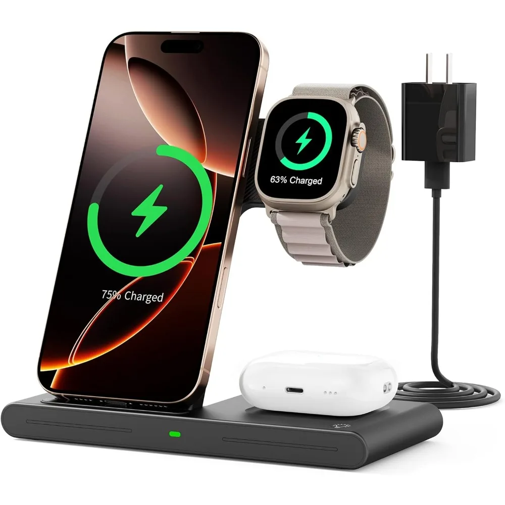 Wireless Charger 3 in 1 Fast Max Charging Charger Stand for IPhone, Apple Watch Series and Air Pods 4 3 2 Pro, Android Series
Wireless Charger 3 in 1 Fast Max Charging Charger Stand for IPhone, Apple Watch Series and Air Pods 4 3 2 Pro, Android Series
