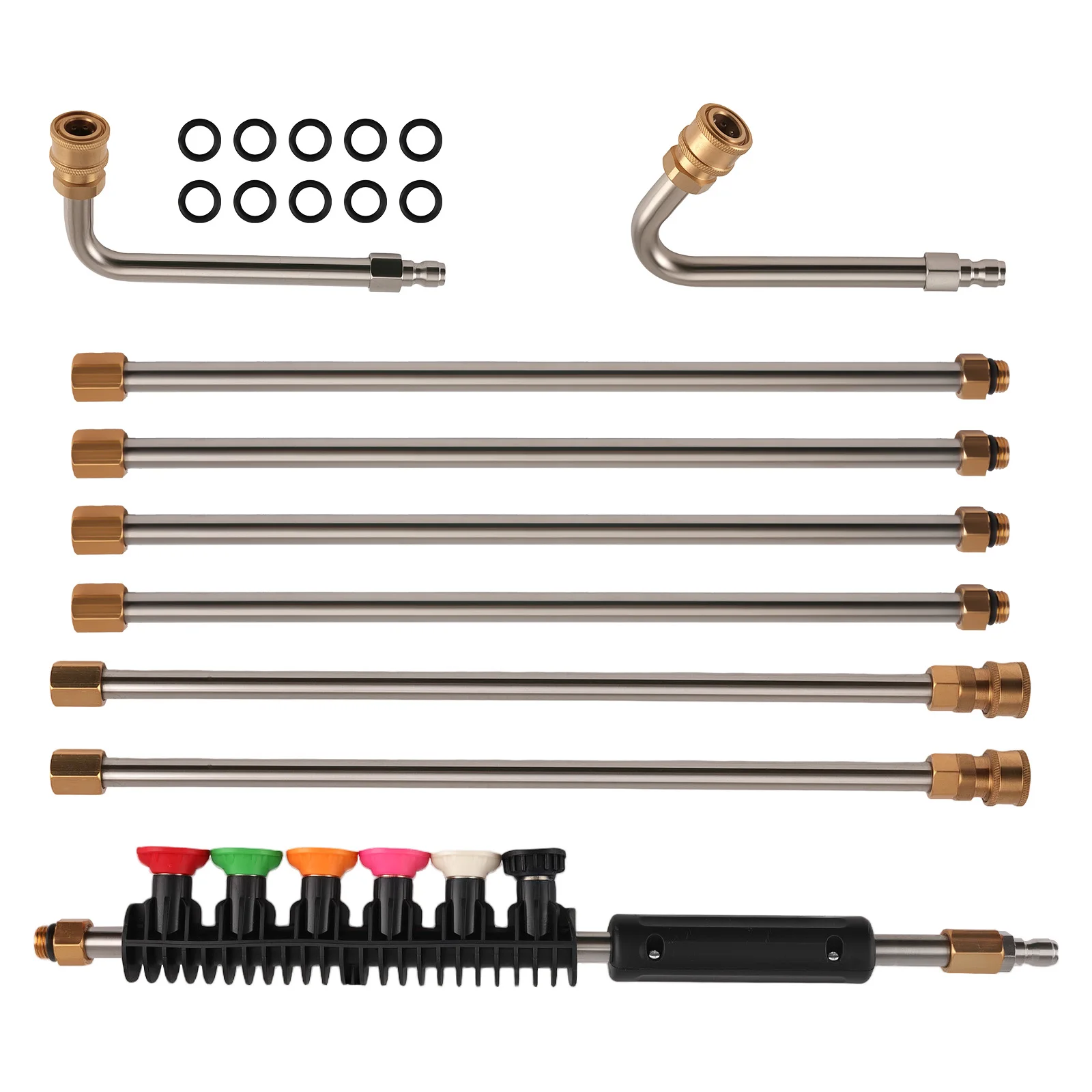 Удлинительная насадка для мойки высокого давления 4000PSI с 6 насадками-соплами 30 ° 90 ° Изогнутые палочки
Удлинительная насадка для мойки высокого давления 4000PSI с 6 насадками-соплами 30 ° 90 ° Изогнутые палочки