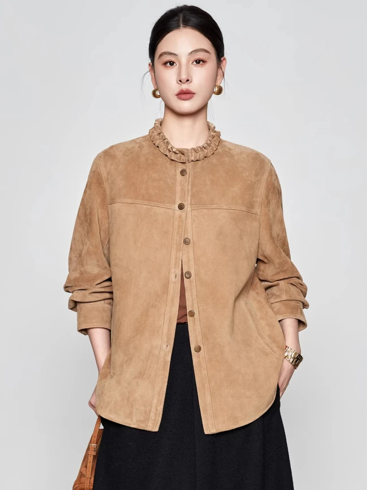 Casual Genuine Leather Jacket for Women Spring Autumn High-end Simple Chic O-neck Design Loose Vintage Real Sheepskin Suede Coat
Casual Genuine Leather Jacket for Women Spring Autumn High-end Simple Chic O-neck Design Loose Vintage Real Sheepskin Suede Coat