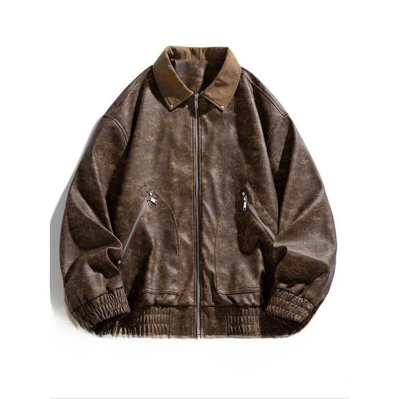 R 38601 Vintage Washed Leather Jacket Men's Fashion Spring Season Five Sleeve Long Other Material Composition Non-deformable
R 38601 Vintage Washed Leather Jacket Men's Fashion Spring Season Five Sleeve Long Other Material Composition Non-deformable