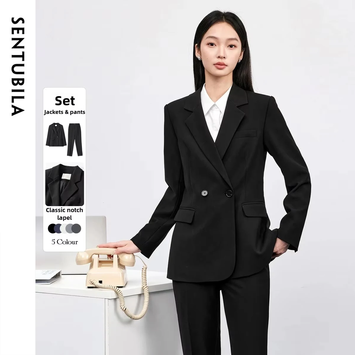 SENTUBILA Business Pant Suits for Women 2026 Autumn Commute Solid Double Breasted Blazer Long Straight Zipper Pants 153ZE2302Z
SENTUBILA Business Pant Suits for Women 2026 Autumn Commute Solid Double Breasted Blazer Long Straight Zipper Pants 153ZE2302Z