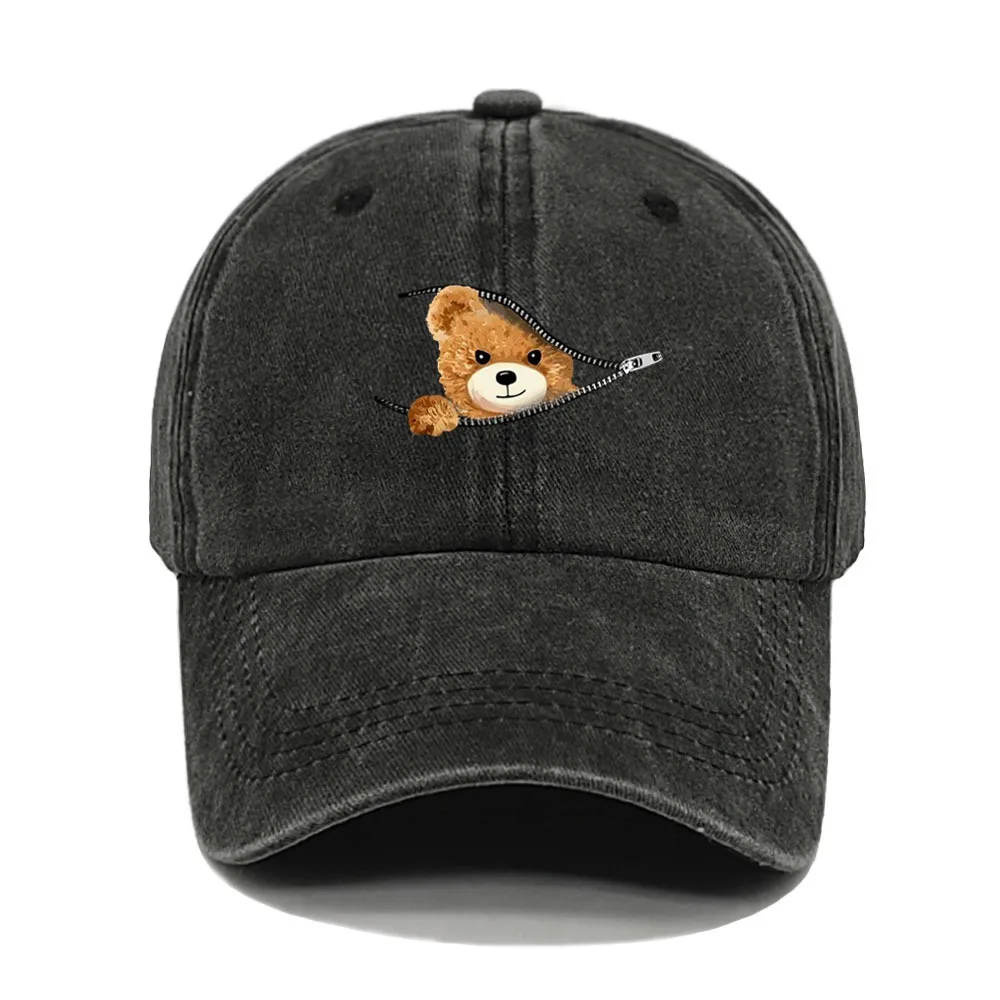 2025 Personalized Zipper Bear Printed Baseball Hat Cotton Retro Washed Sun Hat for Men and Women Outdoor Sports Fishing Hat
2025 Personalized Zipper Bear Printed Baseball Hat Cotton Retro Washed Sun Hat for Men and Women Outdoor Sports Fishing Hat