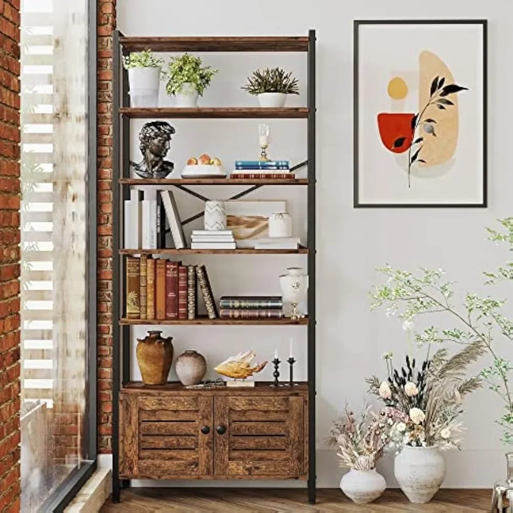 Bookshelf and Bookcase with Doors, 5 Shelves on Wheels, Standing Storage Cabinet for Living Room, Home Office, Bedroom, Vintage
Bookshelf and Bookcase with Doors, 5 Shelves on Wheels, Standing Storage Cabinet for Living Room, Home Office, Bedroom, Vintage
