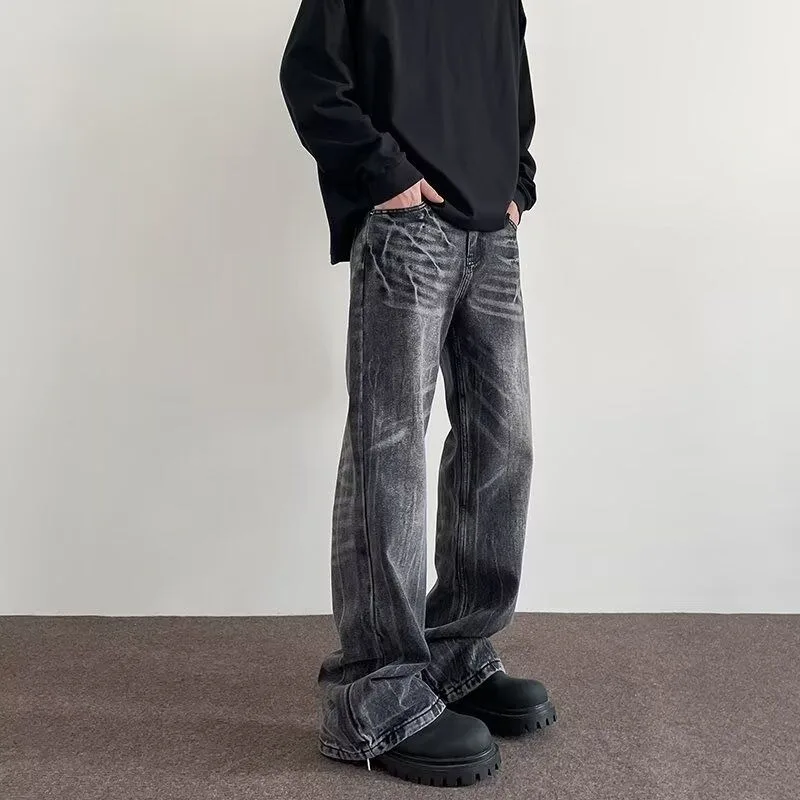 Men's Gray Washed Wide Leg Denim Jeans Loose Straight Casual Streetwear Trousers
Men's Gray Washed Wide Leg Denim Jeans Loose Straight Casual Streetwear Trousers