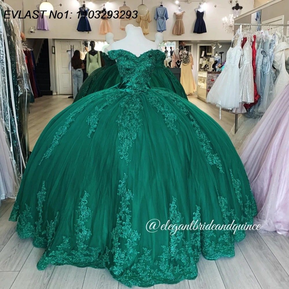 EVLAST Customized Dark Green Quinceanera Dress Ball Gown Lace Applique Beading Bow Corset Sweet 16 Vestido De 15 Anos E1Q284
EVLAST Customized Dark Green Quinceanera Dress Ball Gown Lace Applique Beading Bow Corset Sweet 16 Vestido De 15 Anos E1Q284
