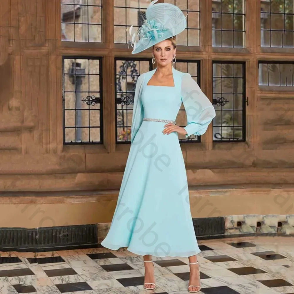 Customized Elegant Blue Mother Of The Bride Dresses Chiffon Rhinestone Long Sleeves For Wedding Short Tea-Length Party Prom Gown
Customized Elegant Blue Mother Of The Bride Dresses Chiffon Rhinestone Long Sleeves For Wedding Short Tea-Length Party Prom Gown
